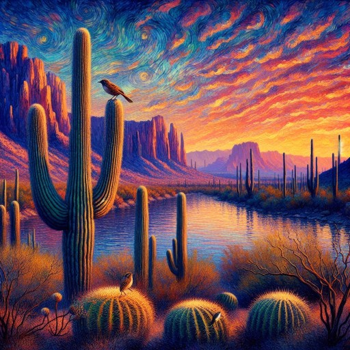 Arizona | Fall | Sunset | Saguaro Cactus | Cactus Wren